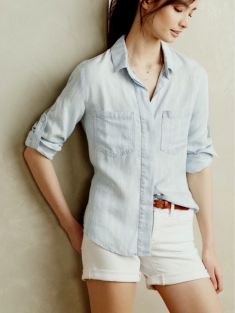 ANTHROPOLOGIE Cloth & Stone Vestige Split-Back Buttondown Size M
